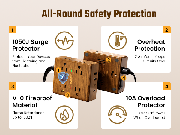 brown surge protector power strip