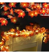 TURNMEON 2 Pack Fall Decor Enlarged Maples Leafed Fall Decorations for Home Fall Lights Thick Lea...