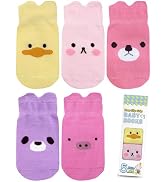 Simply Kids Baby Socks with Grips (5 Pairs) for 6 Months - 7 Years Old Toddler Ankle Sock
