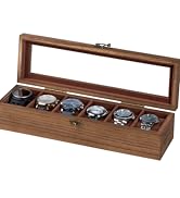 Exper City Watch Box, Watch Case for Men Women with Large Glass Lid, Wooden Watch Display Storage...