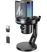 MAONO Wireless Gaming Microphone for PC, Condenser USB Mic with Software AI Voice Change,3-Level ...