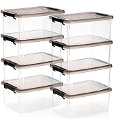 Nicunom 8 Packs Small Storage Bins with Lids, 3.2 QT Clear Storage Latch Box Plastic Storage Bins...