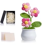 ZHIYUXI Pink Crochet Gifts for Women Crochet Flowers Handmade Puff Flower for Teacher Christmas A...