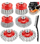 SBGGRL 7-Pack Wire Wheel for 4-1/2" Angle Grinder, 4 Inch Carbon Steel Knotted Twist & Crimped Wi...
