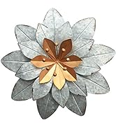 GIFTME 5 Galvanized Metal Layered Flower Outdoor Wall Art Decor Silver Home Accents Decor11.5x1.5...