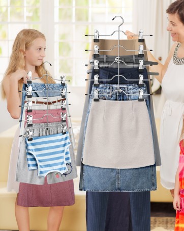 Skirt Hangers Space Saving for Women Non Slip Clips Skirts, Trousers, Shorts, Jeans