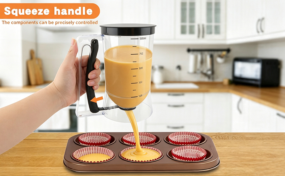 Pancake Waffl Mix Dispenser with Squeeze Handle