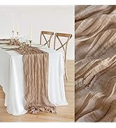 GIVERARE Table Runner Cheesecloth, 35x120in Gauze Boho Rustic Tabletop, 10ft Washable Cheese Clot...