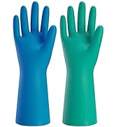 Bamllum 2 Pairs Reusable Kitchen Gloves for Washing Dishes - Nitrile Rubber Dishwashing Gloves, R...