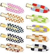 HFZRZFH 10 Pcs No Crease Hair Clips for Styling, Creaseless Alligator Clips for Women, Checkerboa...