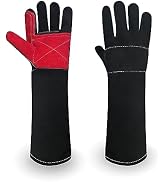 MOUTCLMB Animal Handling Gloves Bite Proof,17.7 Inches Leather Welding Gloves,Pet Gloves for Cat ...