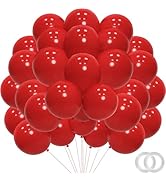 PatiCool Red Balloons - 12 inch 100pcs Latex - Round Matte Red Birthday Balloons with 2 Ribbons, ...