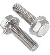 VGBUY M8-1.25 x 30mm Flanged Hex Head Bolts,304 Stainless Steel 18-8,Fully Threaded,Silver Extern...
