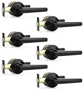 Brotima 6 Pack Black Passage Door Handle, Matte Black Door Handles Interior, Heavy Duty Black Doo...