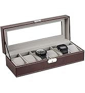 NEX Watch Box, 6 Slots Leather Watch Display Case Organizer Jewelry Storage for Men