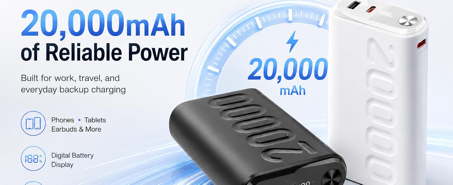 20000mAh Battery with Digital Battery Display