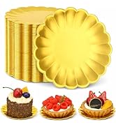 FELISTORY 120 PCS Mini Dessert Plates, 3.5 in Gold Dessert Plates with Scalloped Rim, Small Dispo...