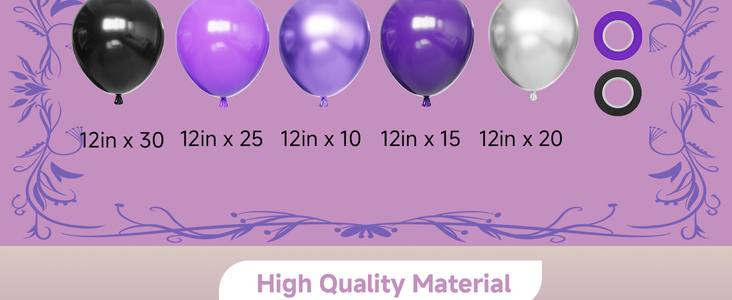 Black Purple silver balloons