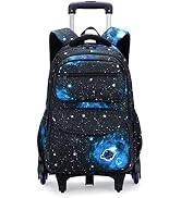 ZHANAO Rolling Backpacks for Boys Girls Trolley School Bags Starry-Sky Print Primary Middle Schoo...