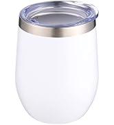 StarSpeed 12OZ Stainless Steel Wine Tumbler with lid. Stemless Double Wall Insulated Wine Tumbler...