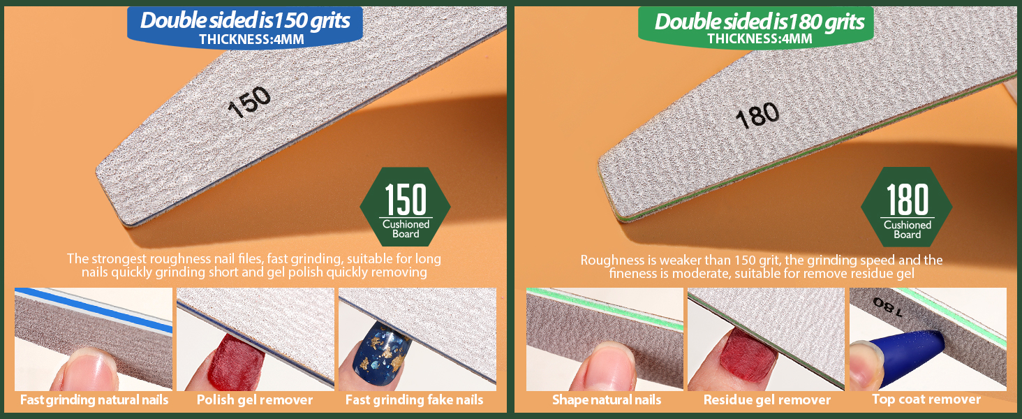 150 and 180 grits nail file