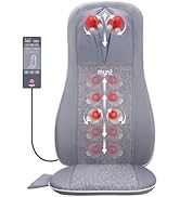 Mynt Shiatsu Neck and Back Massager with Heat, 3D Kneading Full Back Massager for Pain Relief Dee...