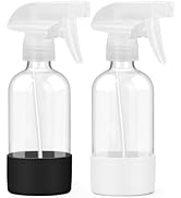 Worldgsb 2 Pack Glass Spray Bottles with Silicone Sleeve, 8 oz Empty Refillable Containers with A...