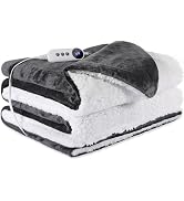 STHYTON Heated Blanket 72"x84" Full Size, Dual-Sided with Soft Flannel & Sherpa Fabric, Electric ...