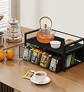 Homode Wood Tea Bag Organizer, Teabag Holder with Drawer, Tea Organizers and Storage Box, 8 Compa...