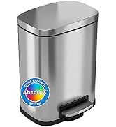 iTouchless SoftStep 1.32 Gallon Slim Step Pedal Bathroom Trash Can with AbsorbX Odor Filter & Rem...