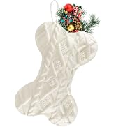 Doitory Dog Christmas Stocking, Large Bone Shape Knit Christmas Stockings for Dogs, Xmas Party Ha...