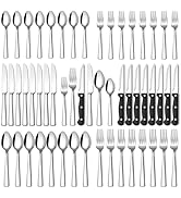 Stapava 48-Piece Silverware Set with Steak Knives, Food-Grade Stainless Steel Flatware Set for 8 ...