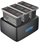 BESTON Battery Charger Pack for DJI OSMO, 3 Pack Recpacement Batteries and 3-Channel Rapid Charge...