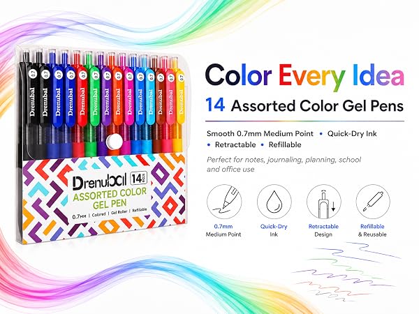 Drenubal 14 Pack Colored Gel Pens