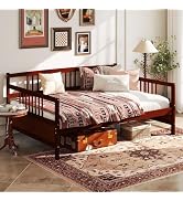 Giantex Full Size Daybed, Wooden Daybed Sofa Bed Frame with Wood Slat Support for Kids Teens, Mul...