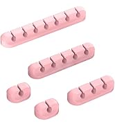Pink Desk Accessories Cable Organizer - Pink Cord Holder for Desk, 5 Packs (7-5-3-1-1 Slots) Cabl...