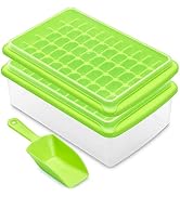 Ice Cube Trays with Lid and Bin for Freezer, Easy Release 55 Mini Nugget Ice Tray 2 pack, Making ...