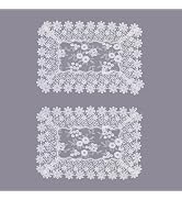 Raedan White Floral Grey Silver Leaves Lace Placemats 14”x20” Set of 2, Table Topper Dresser Scar...