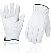 KKOYING Leather Work Gloves, Leather Gloves for Men and Women, Extremely Soft and Thin Goatskin W...