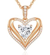 CDE Gold Moissanite Infinity Love Heart Pendant Necklace for Women, 1-3 Carat 925 Sterling Silver...