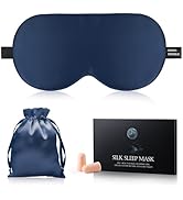Silk Sleep Mask Eye Cover, 100% Mulberry Silk Women Men Eye Mask for Sleeping Blackout with Adjus...