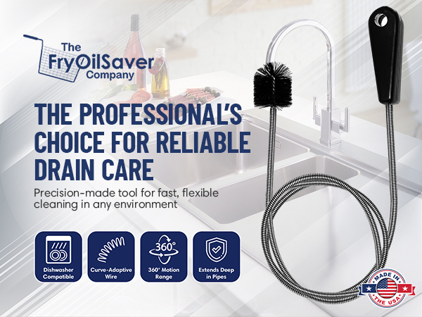 Easy Cleaning Flexible Drain Snake for Food, Hair & Clog Removal by FryOilSaver Co. B313C
