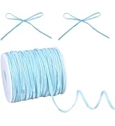 HOBBIESAY 65Yard 1/8 Inch Blue Thin Velvet Ribbon Vintage Singal Faced Ribbon Door Garland Bow De...