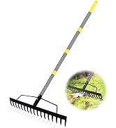Garden Leaf Rakes 5.58FT Bow Rakes for Lawns Heavy Duty 17 Tines Metal Head,Adjustable Steel Hand...