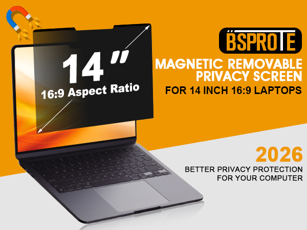 Magnetic privacy screen 14 inch 16:9