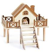 Wooden Hamster Platform and Dwarf Hamster House, Hamster Cage Platform With Climbing Ladder, Cute...