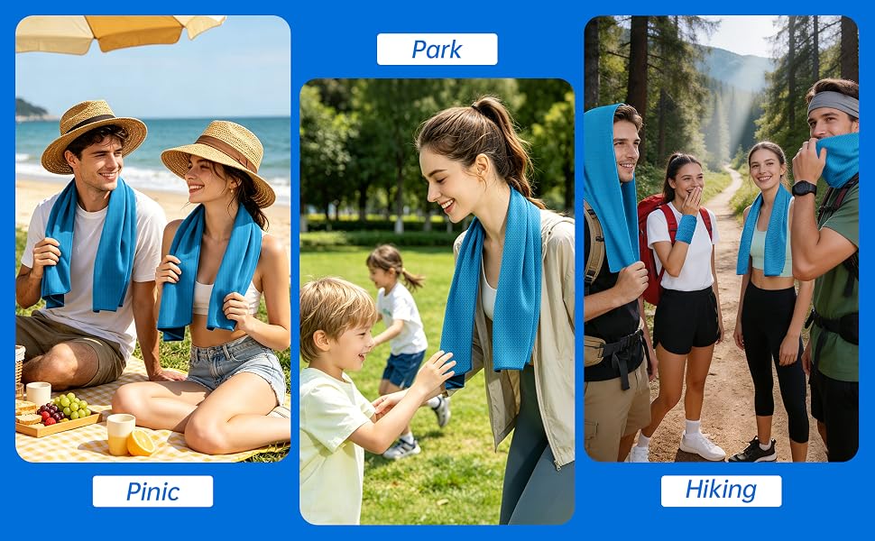 cold towels 4 packs for pickball, climing, pinic, park, music festival, cruise, travel, summer camp