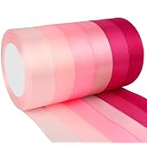 Pink Ribbon 6 Rolls 150 Yards 1 Inch Ribbon for Gift Wrapping Hot Pink Ribbon Ribbon for Flower B...