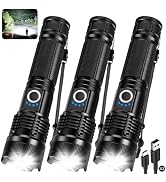 3 Pack Rechargeable Flashlights High Lumens, 990000LM Super Bright LED Flashlight, Adjustable Pow...