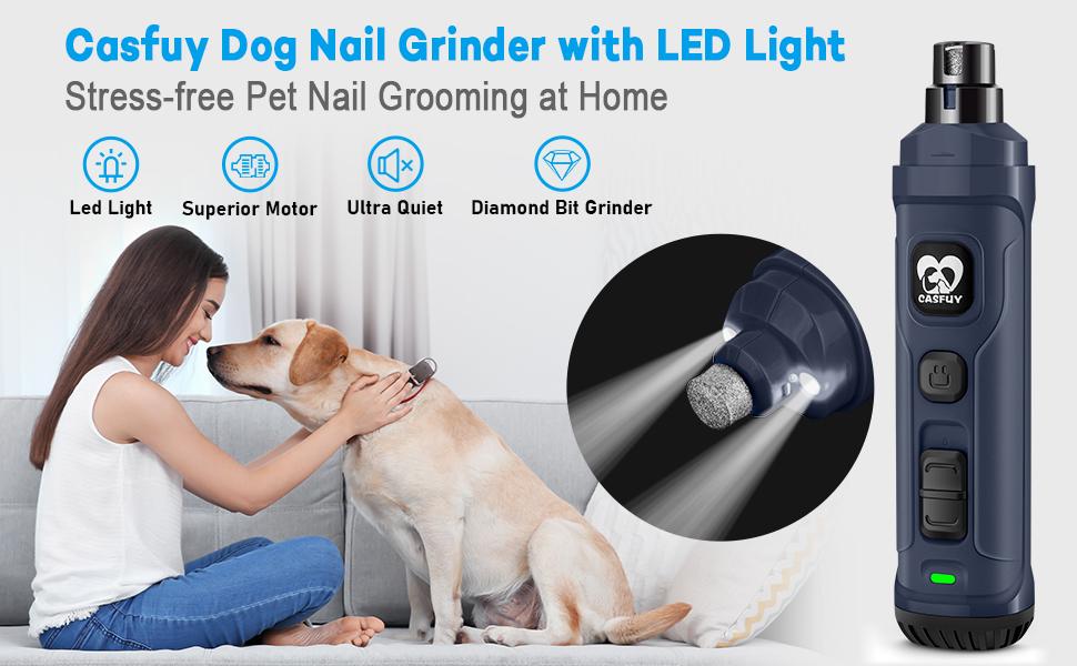 Casfuy dog nail grinder with LED light